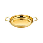 SOGA 28cm Flat Base Seafood Dry Pot in Elegant Gold Color with Durable for Kitchen Essential