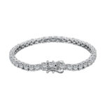 Anyco Bracelet Rhodium Plated 4mm Round 5A Cubic Zirconia Classic Tennis Bangle 925 Sterling Silver Bracelets for Women