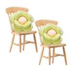 SOGA 2X Green Double Flower Shape Cushion Soft Bedside Floor Plush Pillow Home Decor