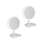 SOGA 2X Round White Rechargeable LED Light Makeup Mirror Tabletop Vanity Home Decor