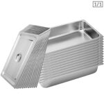 SOGA 12X Gastronorm GN Pan Full Size 1/1 GN Pan 15cm Deep Stainless Steel Tray With Lid