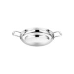 Soga 24cm Flat Base Seafood Dry Pot in Elegant Silver Finish with Durable for Kitchen Essential