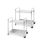 SOGA 2X 2 Tier 95x50x95cm Stainless Steel Kitchen Dining Food Cart Trolley Utility Large
