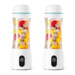 SOGA 2X 380ml Portable Mini USB Rechargeable Handheld Fruit Mixer Juicer White