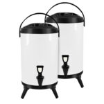 SOGA 2X 16L Stainless Steel Insulated Milk Tea Barrel Hot and Cold Beverage Dispenser Container with Faucet White
